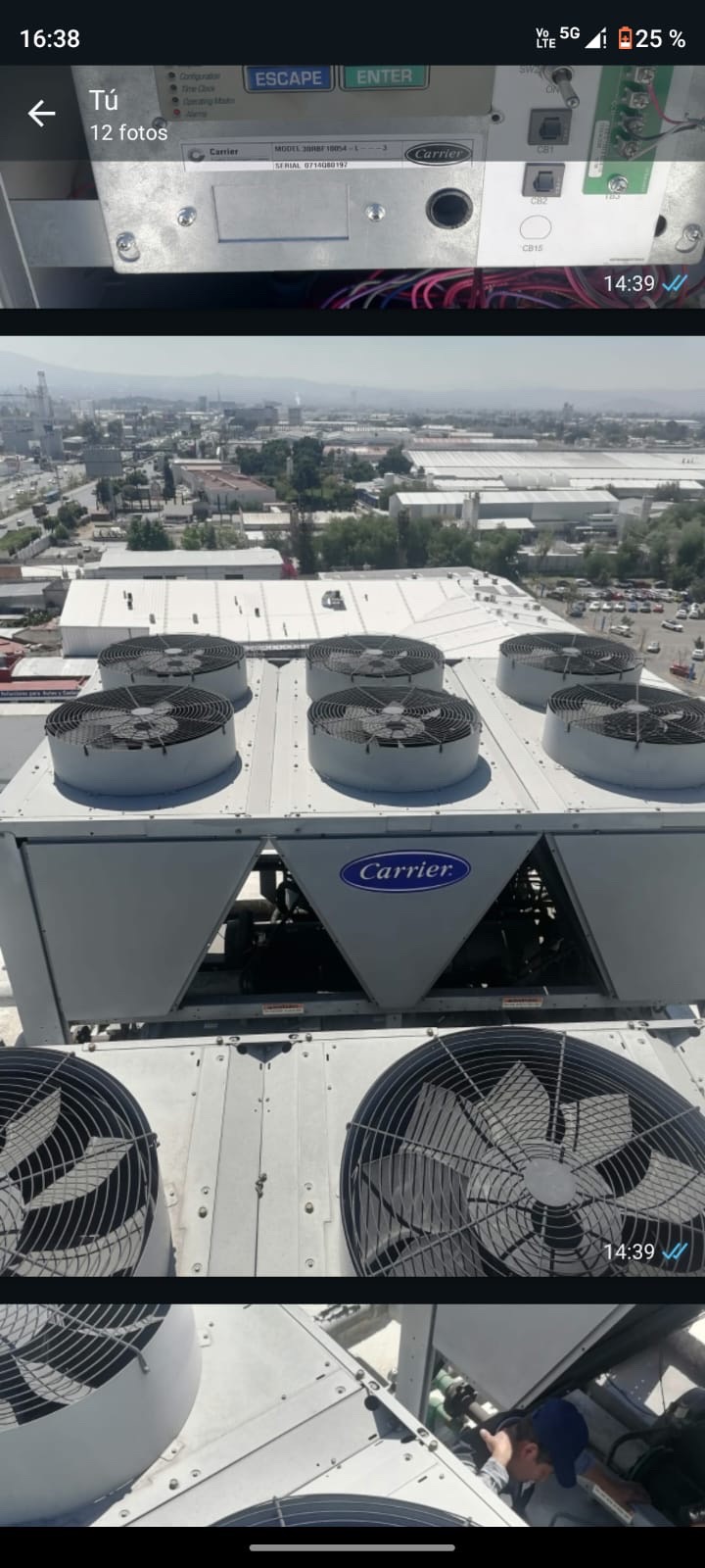 Equipo de aire acondicionado y refrigeración en azotea